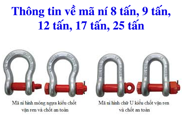 Thông tin về mã ní 8 tấn, 9 tấn, 12 tấn, 17 tấn, 25 tấn