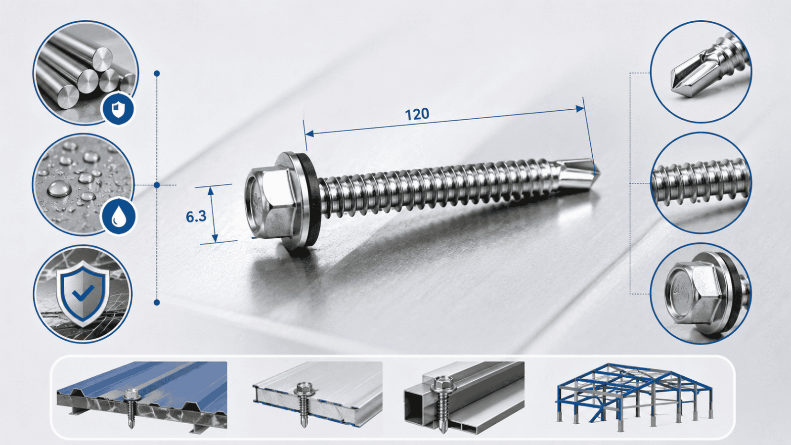 Đặc điểm của vít tôn inox 6.3x120